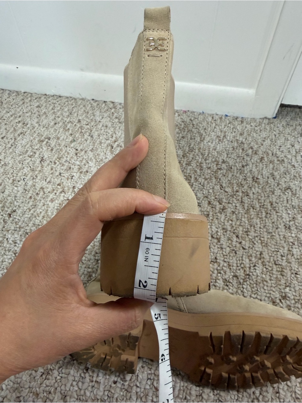 Sam Edelman Tan Leather & Fabric ankle boots - Size 8.5M - Picture 5 of 5
